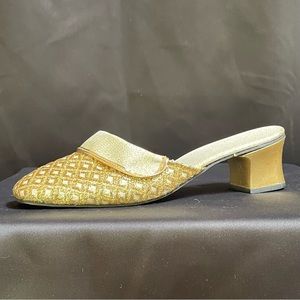 Vintage Gold Mules “Footwear Fashions Limited” Simpsons MCM